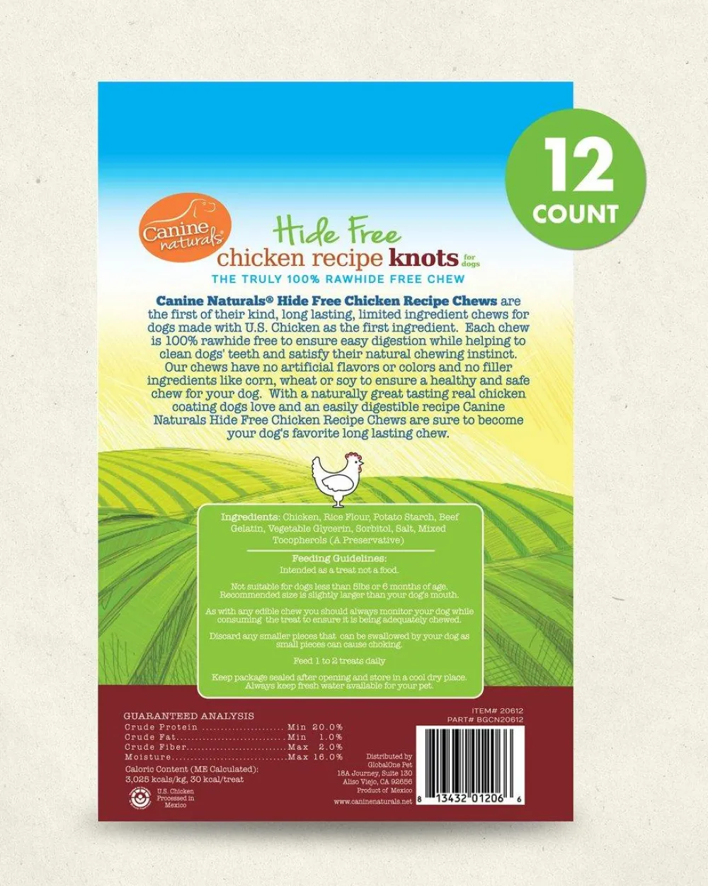 Canine Naturals Bully Sticks & Natural Chews^Hide Free Chicken Mini Knots Dog Treats, 12-count