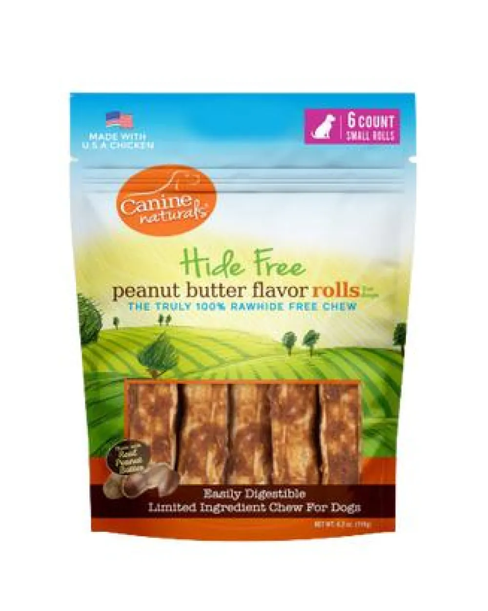 Canine Naturals Bully Sticks & Natural Chews^Hide Free Peanut Butter Sticks Dog Treats, 5-in, 40-pk