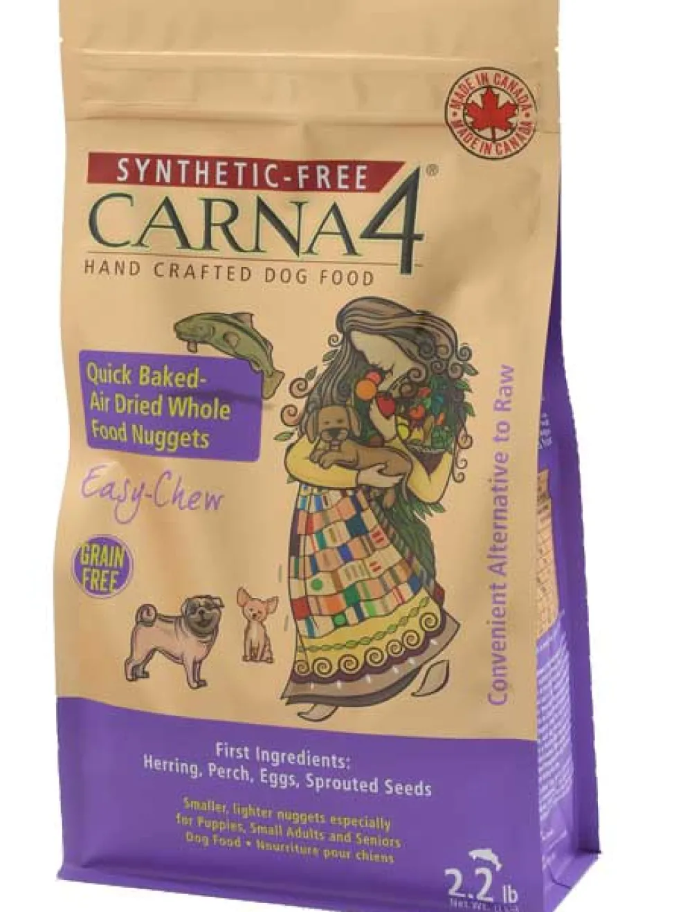 Carna4 Air-Dried & Dehydrated Food^Easy-Chew Quick Baked Fish Nuggets Grain-Free Air-Dried Dog Food, 2.2-lb