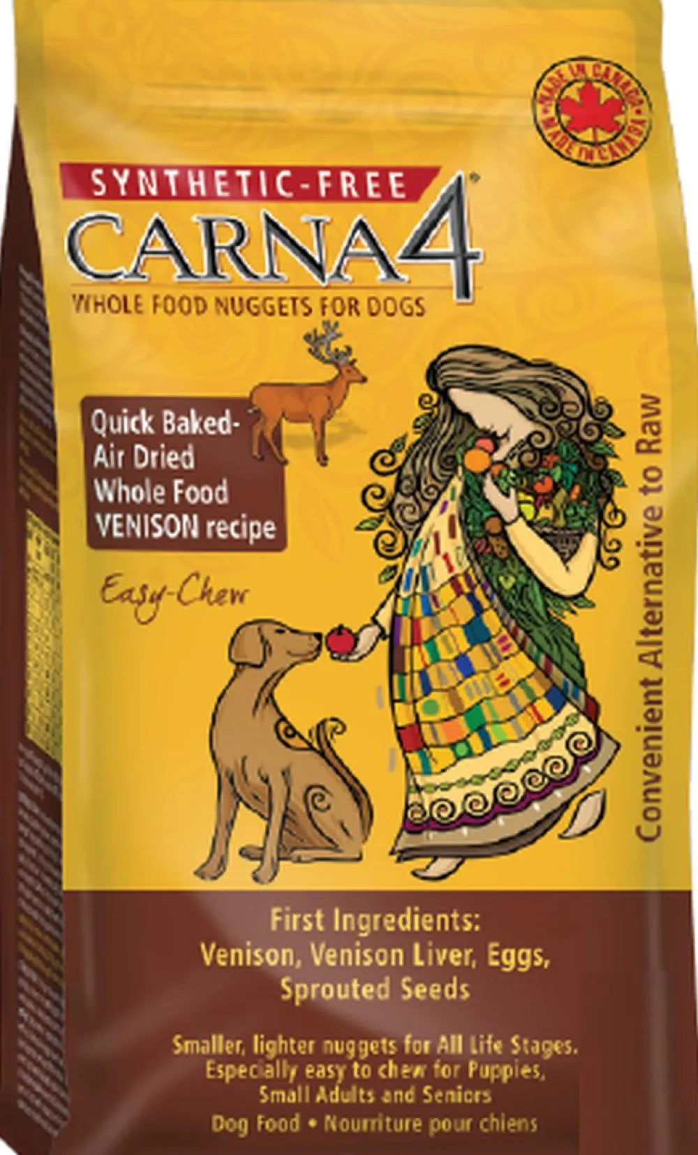 Carna4 Air-Dried & Dehydrated Food^Easy-Chew Quick Baked Venison Grain-Free Air-Dried Dog Food, 20-lb