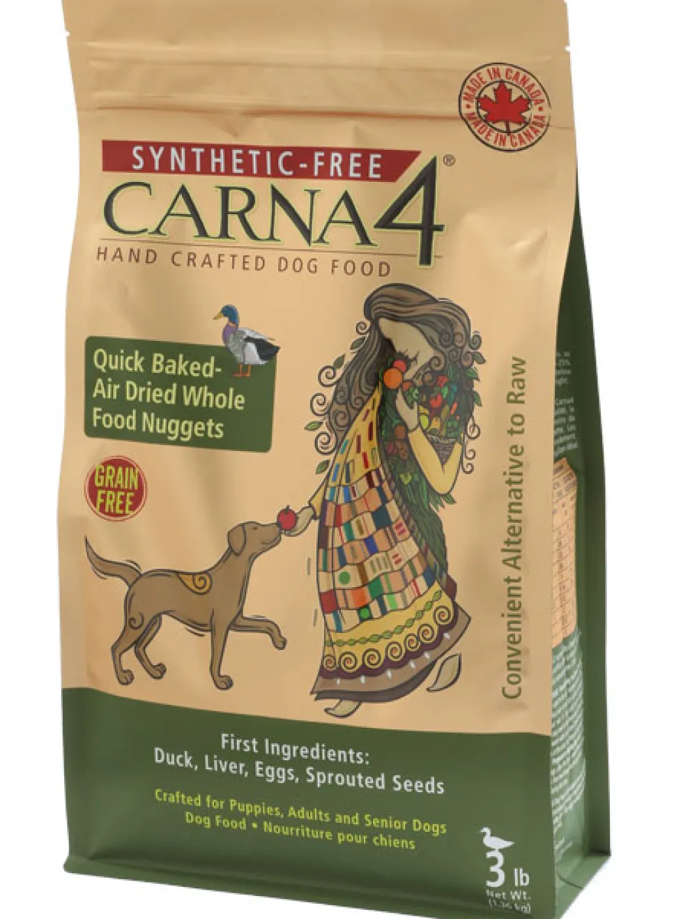Carna4 Air-Dried & Dehydrated Food^Quick Baked Duck Nuggets Grain-Free Air-Dried Dog Food, 6-lb