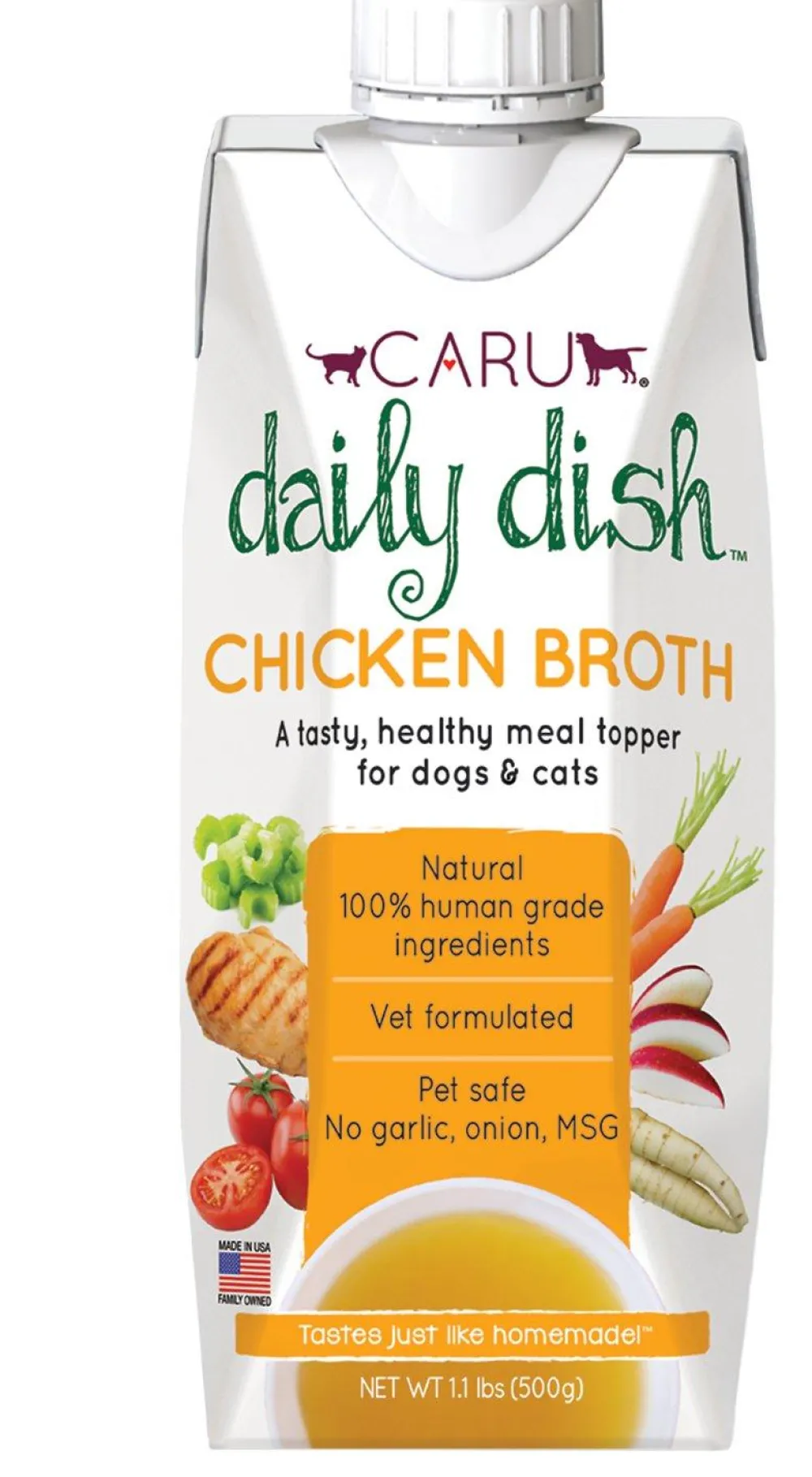 Caru Pet Food Broth | Food Toppings^Caru Daily Dish Chicken Broth for Dogs & Cats, 1.1-lb