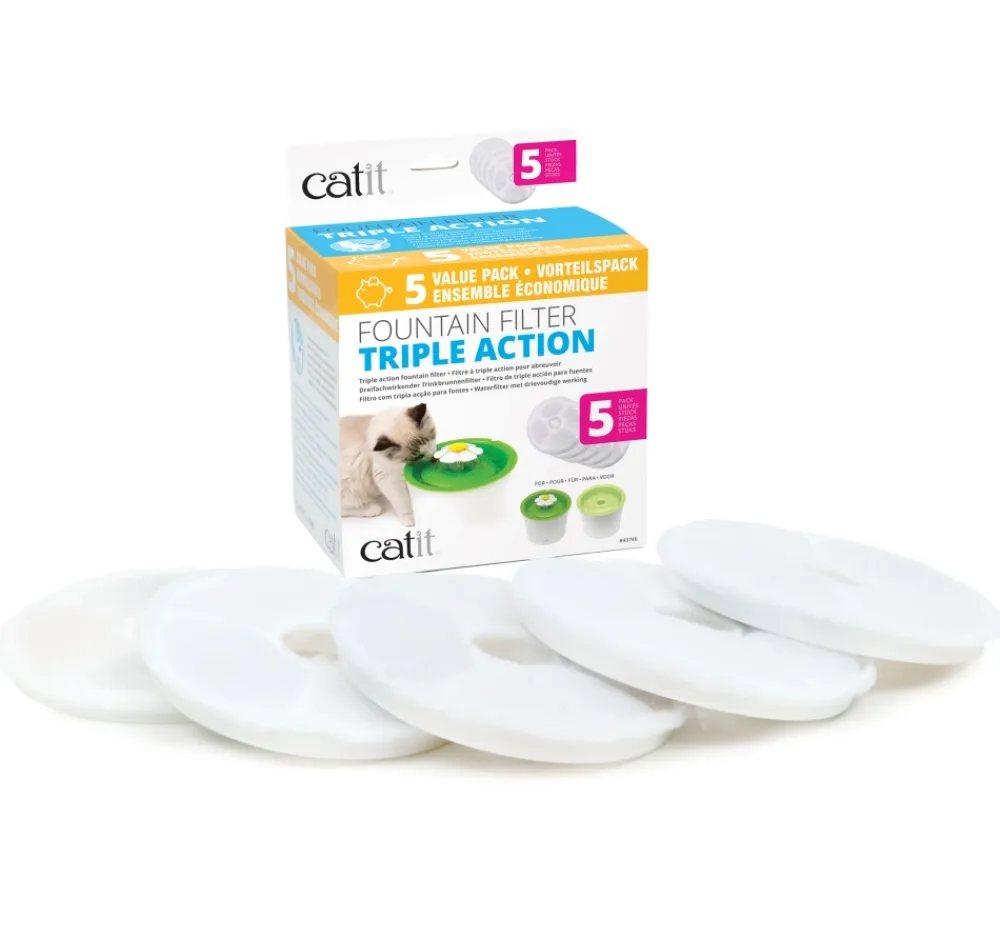 Catit Bowls & Feeders | Bowls & Feeders^Fountain Triple Action Filters, 5-pack