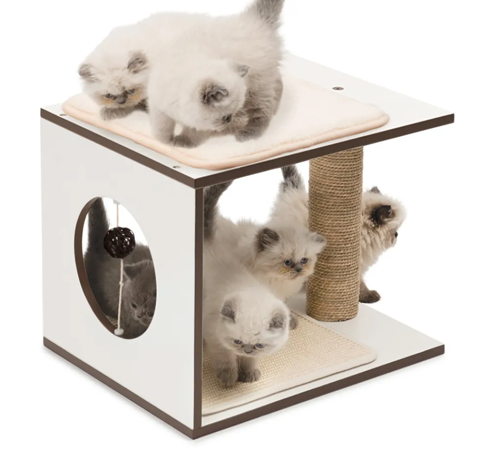 Catit Trees, Condos & Scratchers | Trees, Condos & Scratchers^Vesper Cat Furniture, Stool, White