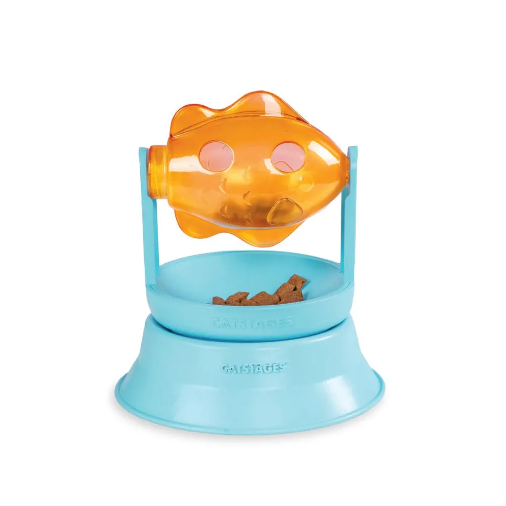 Catstages Toys | Toys^2-in-1 Spinning Fish & Ball Track Topper Treat Cat Toy, Regular