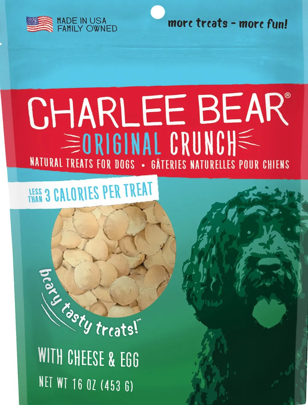 Charlee Bear Biscuits & Crunchy Treats^Cheese & Egg Flavor Dog Treats, 6-oz