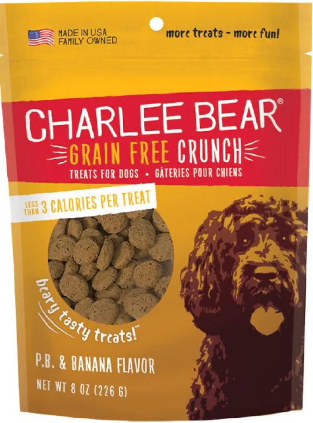 Charlee Bear Biscuits & Crunchy Treats^Grain Free Crunch P.B. & Banana Dog Treats, 8-oz