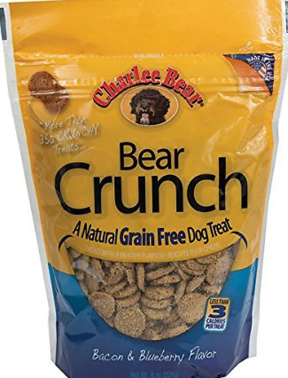 Charlee Bear Biscuits & Crunchy Treats^Natural Bear Crunch Bacon & Blueberry Grain-Free Dog Treats, 8-oz