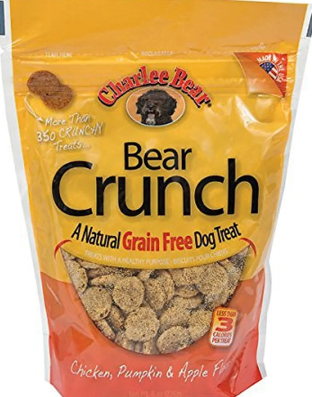 Charlee Bear Biscuits & Crunchy Treats^Natural Bear Crunch Chicken, Pumpkin & Apple Grain-Free Dog Treats, 8-oz