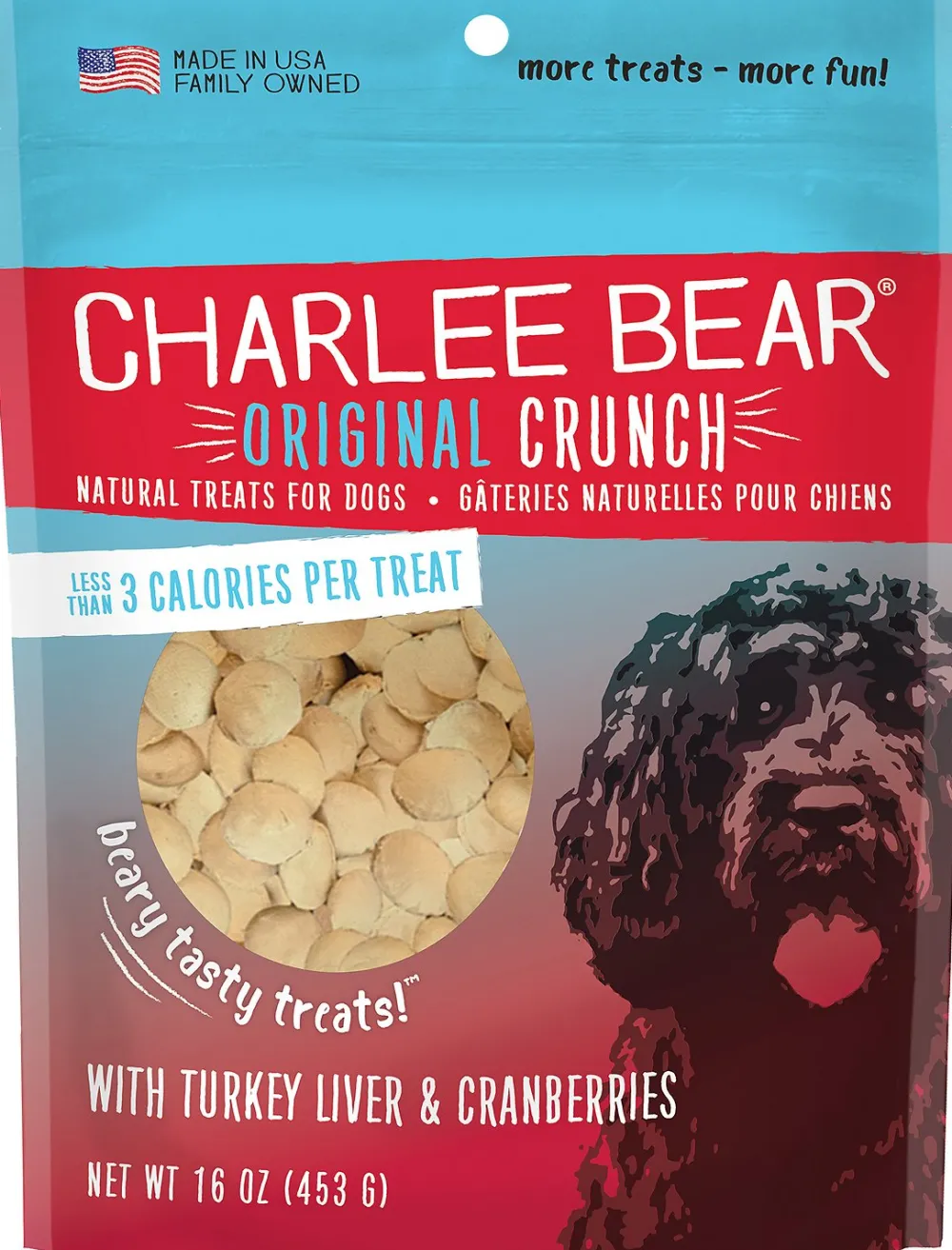 Charlee Bear Biscuits & Crunchy Treats^Turkey Liver & Cranberries Dog Treats, 16-oz