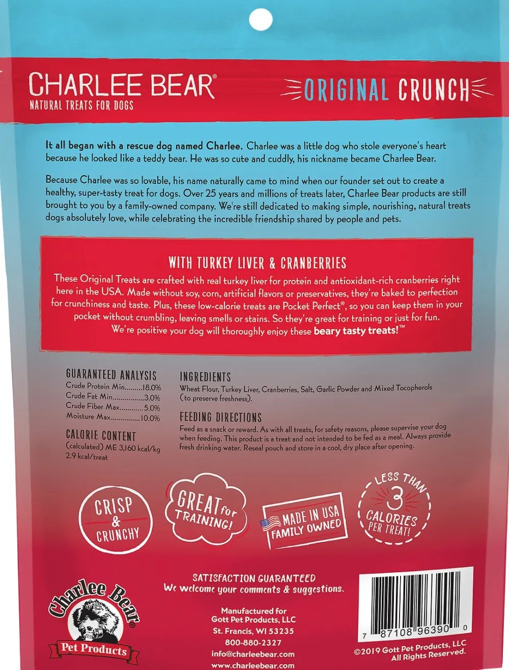 Charlee Bear Biscuits & Crunchy Treats^Turkey Liver & Cranberries Dog Treats, 16-oz