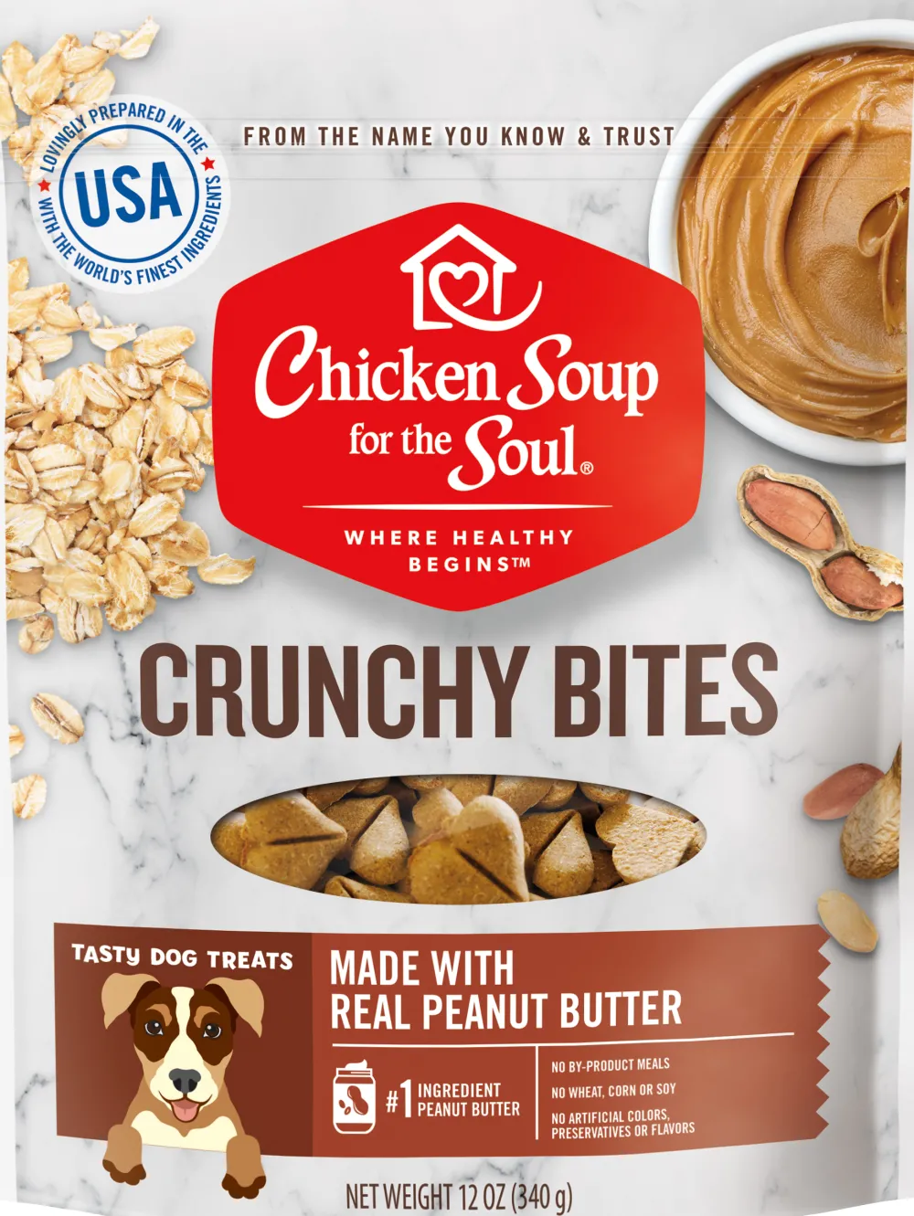 Chicken Soup Biscuits & Crunchy Treats^for the Soul Crunchy Bites Peanut Butter Dog Treats, 12-oz