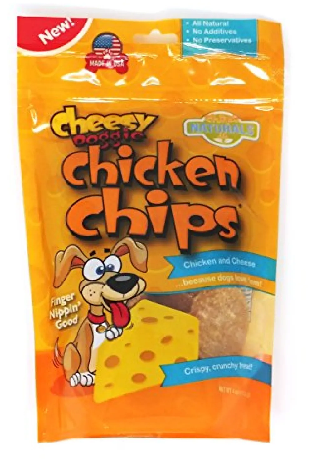 Chip's Naturals Biscuits & Crunchy Treats^Cheesy Doggie Chicken Chips Dog Treats, 4-oz