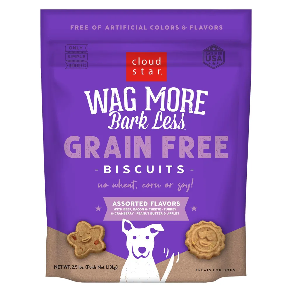Cloud Star Biscuits & Crunchy Treats^Wag More Bark Less Grain-Free Biscuit Assorted Flavors Dog Treats, 2.5-lb