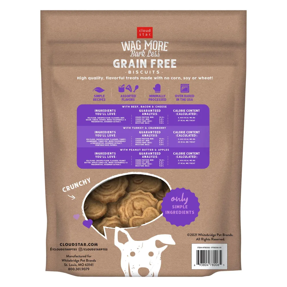 Cloud Star Biscuits & Crunchy Treats^Wag More Bark Less Grain-Free Biscuit Assorted Flavors Dog Treats, 2.5-lb