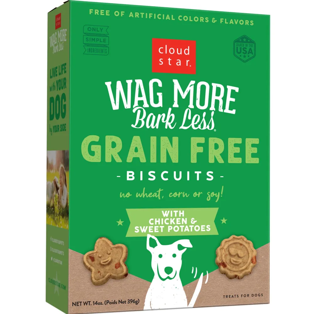 Cloud Star Biscuits & Crunchy Treats^Wag More Bark Less Grain-Free Oven Baked with Chicken & Sweet Potatoes Dog Treats, 14-oz