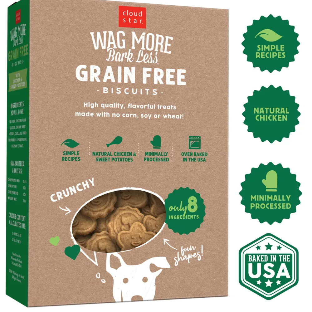 Cloud Star Biscuits & Crunchy Treats^Wag More Bark Less Grain-Free Oven Baked with Chicken & Sweet Potatoes Dog Treats, 14-oz