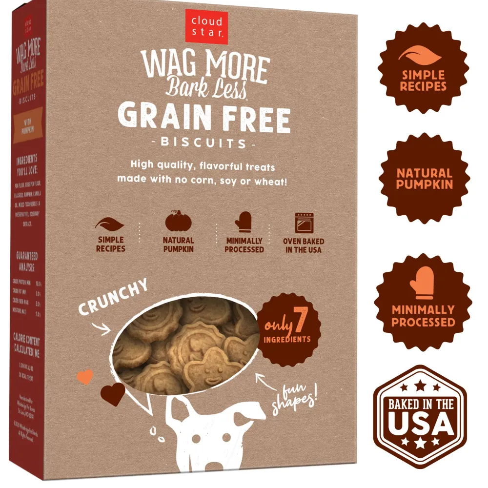 Cloud Star Biscuits & Crunchy Treats^Wag More Bark Less Grain-Free Oven Baked with Pumpkin Dog Treats, 14-oz