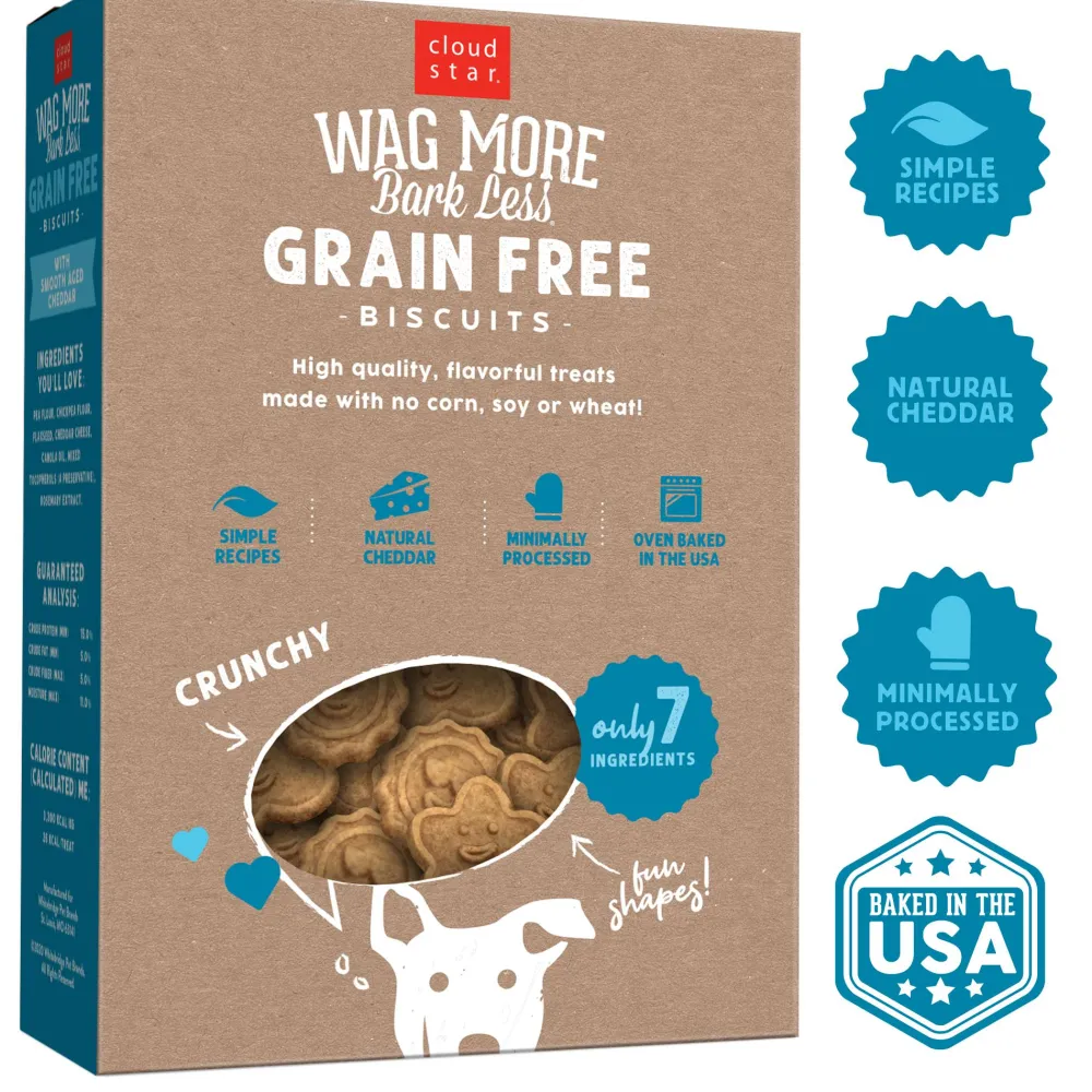 Cloud Star Biscuits & Crunchy Treats^Wag More Bark Less Grain-Free Oven Baked with Smooth Aged Cheddar Dog Treats, 14-oz