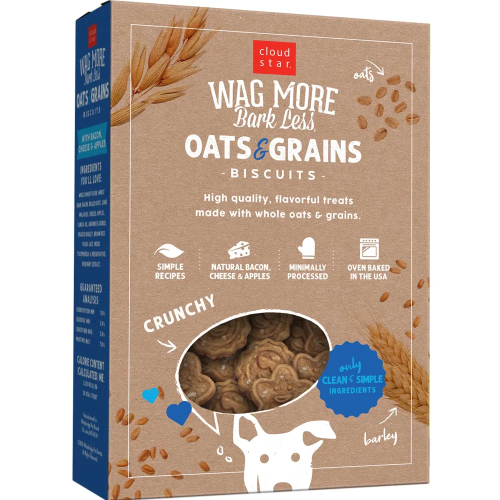 Cloud Star Biscuits & Crunchy Treats^Wag More Bark Less Oven Baked with Bacon, Cheese & Apples Dog Treats, 16-oz