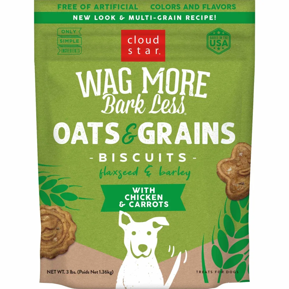 Cloud Star Biscuits & Crunchy Treats^Wag More Bark Less Oven Baked with Chicken & Carrots Dog Treats, 3-lb