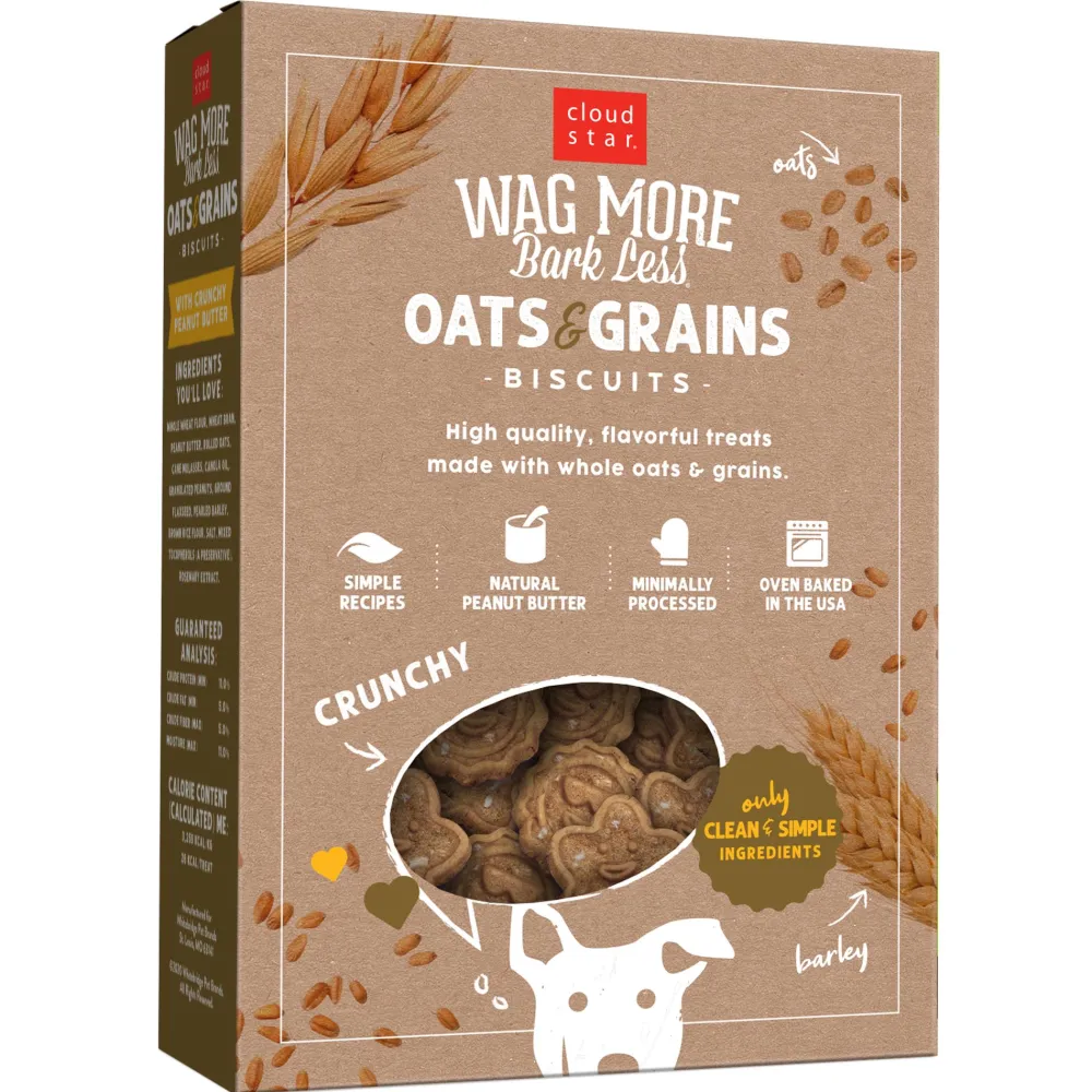 Cloud Star Biscuits & Crunchy Treats^Wag More Bark Less Oven Baked with Crunchy Peanut Butter Cookie Recipe Dog Treats, 16-oz