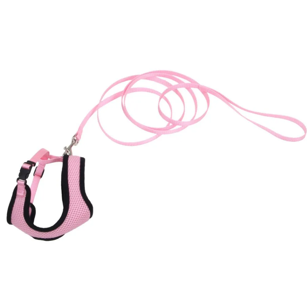 Coastal Pet Products Leashes & Collars | Leashes & Collars^Coastal Comfort Soft Adjustable Cat Harness & Leash, Pink Bright, 3/8-in x 14-16-in