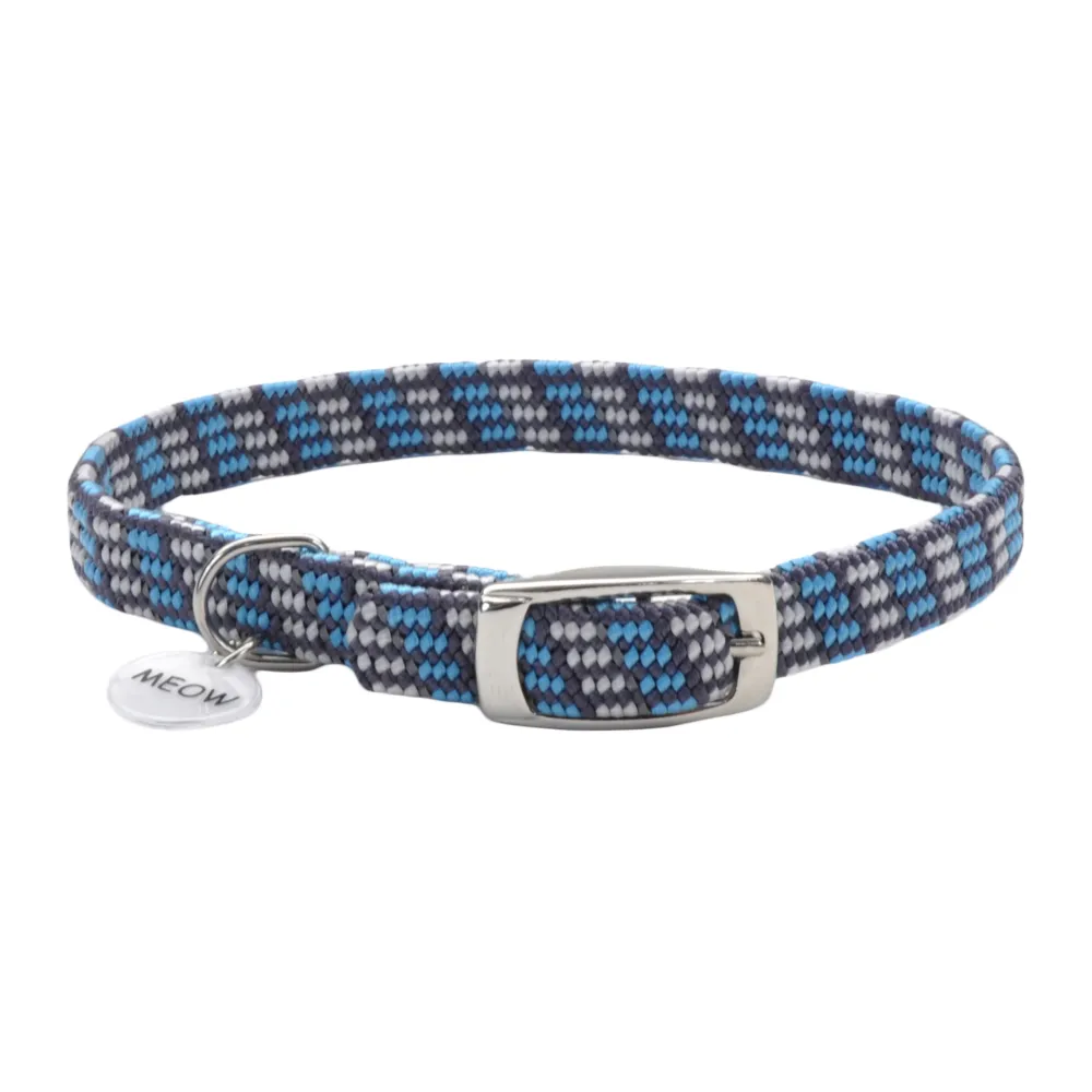 Coastal Pet Products Leashes & Collars | Leashes & Collars^Coastal ElastaCat Reflective Safety Stretch Cat Collar with Reflective Charm, Grey & Blue, 3/8-in x 10-in