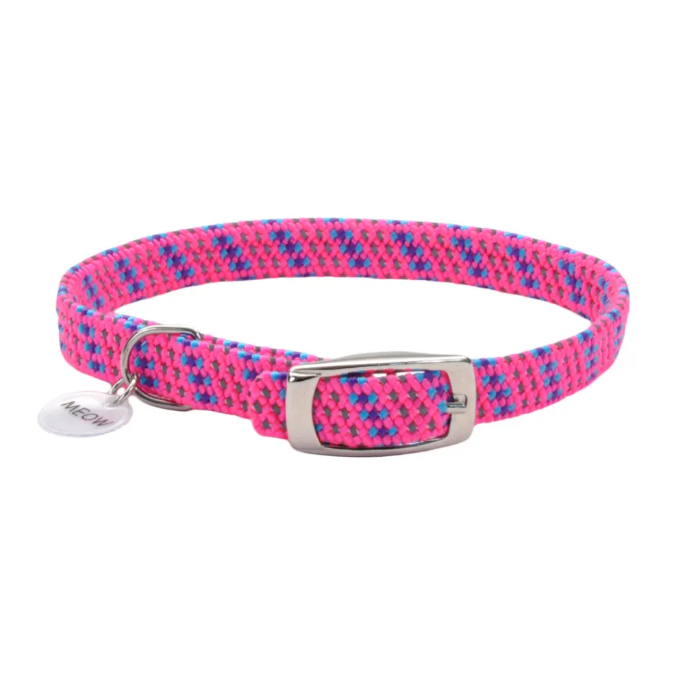 Coastal Pet Products Leashes & Collars | Leashes & Collars^Coastal ElastaCat Reflective Safety Stretch Cat Collar with Reflective Charm, Pink, 3/8-in x 10-in