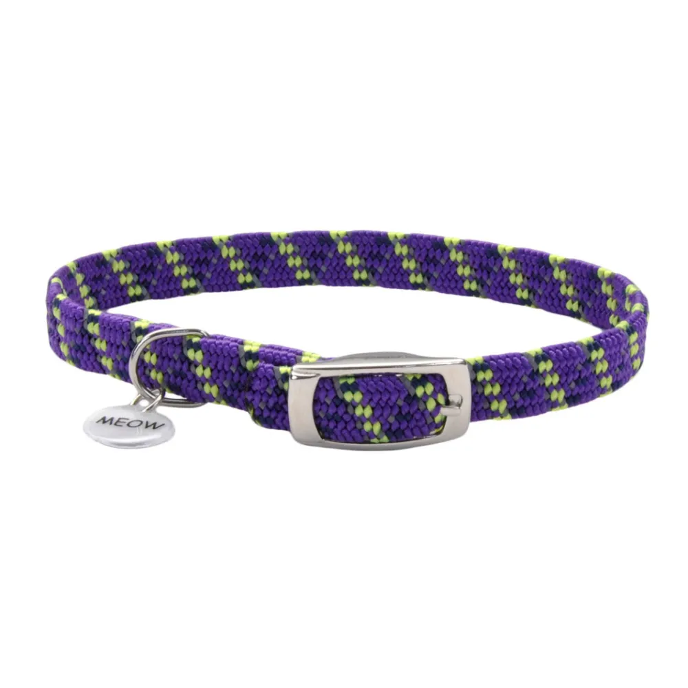 Coastal Pet Products Leashes & Collars | Leashes & Collars^Coastal ElastaCat Reflective Safety Stretch Cat Collar with Reflective Charm, Purple, 3/8-in x 10-in