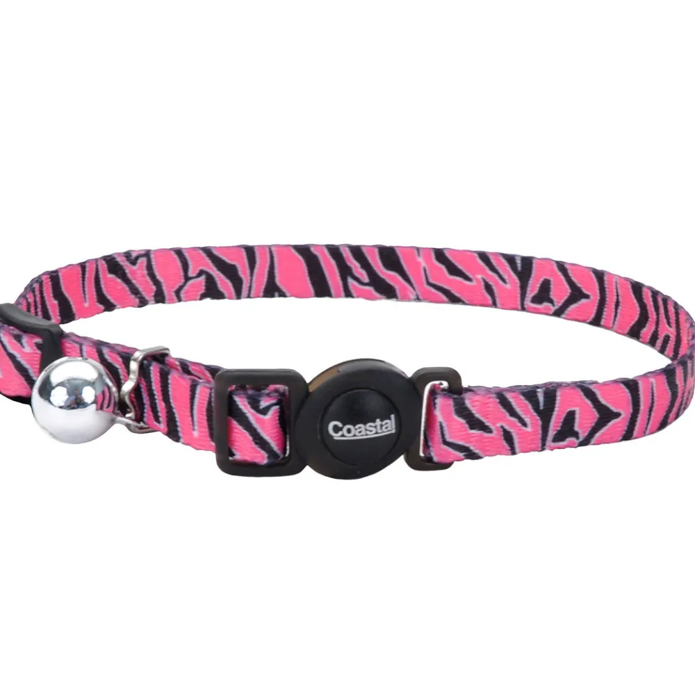 Coastal Pet Products Leashes & Collars | Leashes & Collars^Coastal Fashion Breakaway Cat Collar, Pink Zebra, 3/8-in