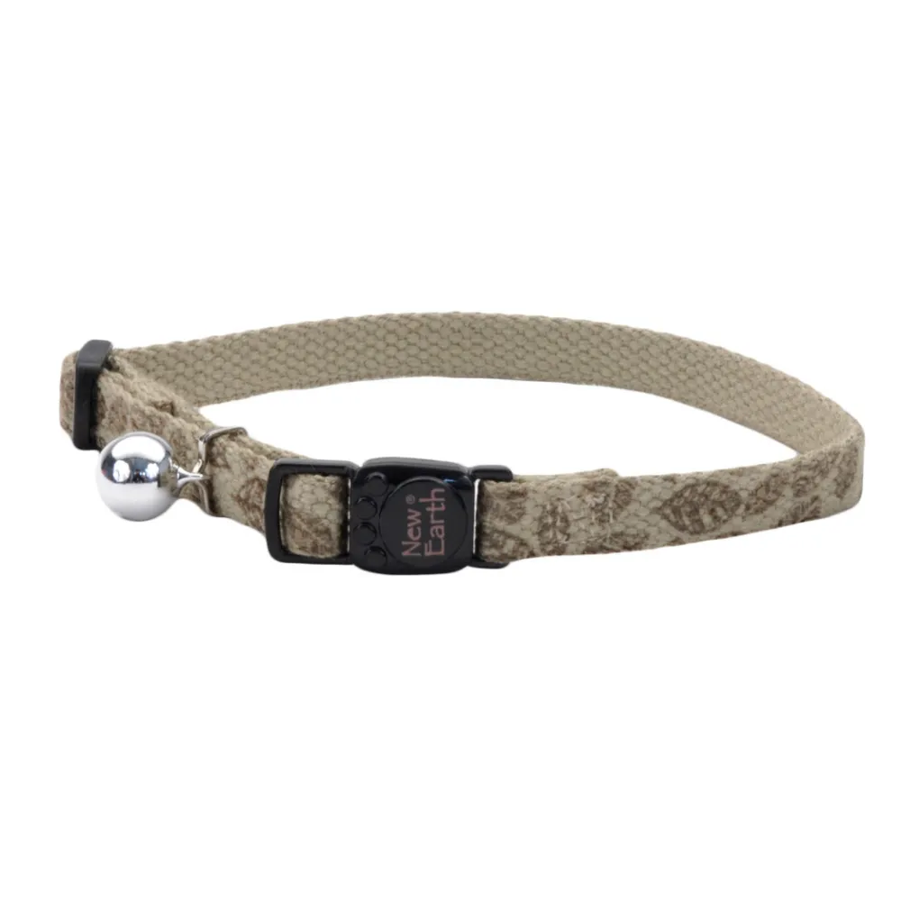 Coastal Pet Products Leashes & Collars | Leashes & Collars^Coastal New Earth Printed Soy Breakaway Cat Collar, Olive with Leaves, 8-12-in