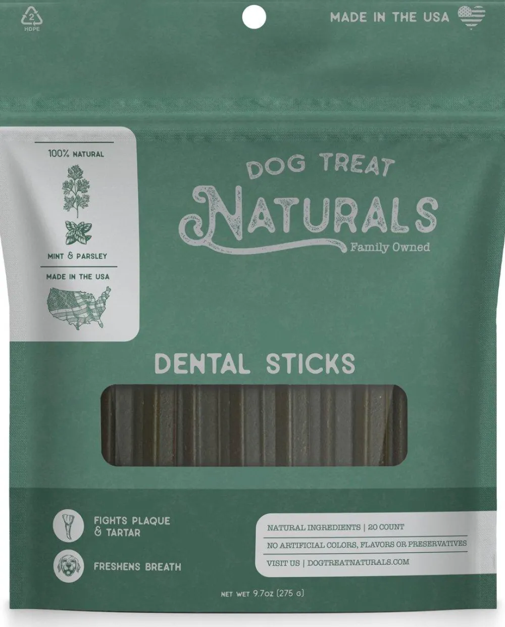 Dog Treat Naturals Dental & Hard Chews^Superfood Veggie Fresh Dental Sticks Dog Treats, 20-count
