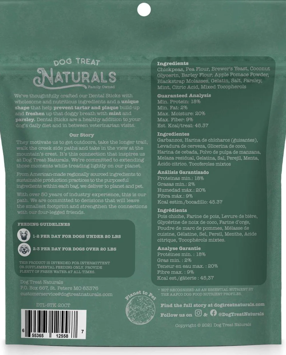 Dog Treat Naturals Dental & Hard Chews^Superfood Veggie Fresh Dental Sticks Dog Treats, 20-count