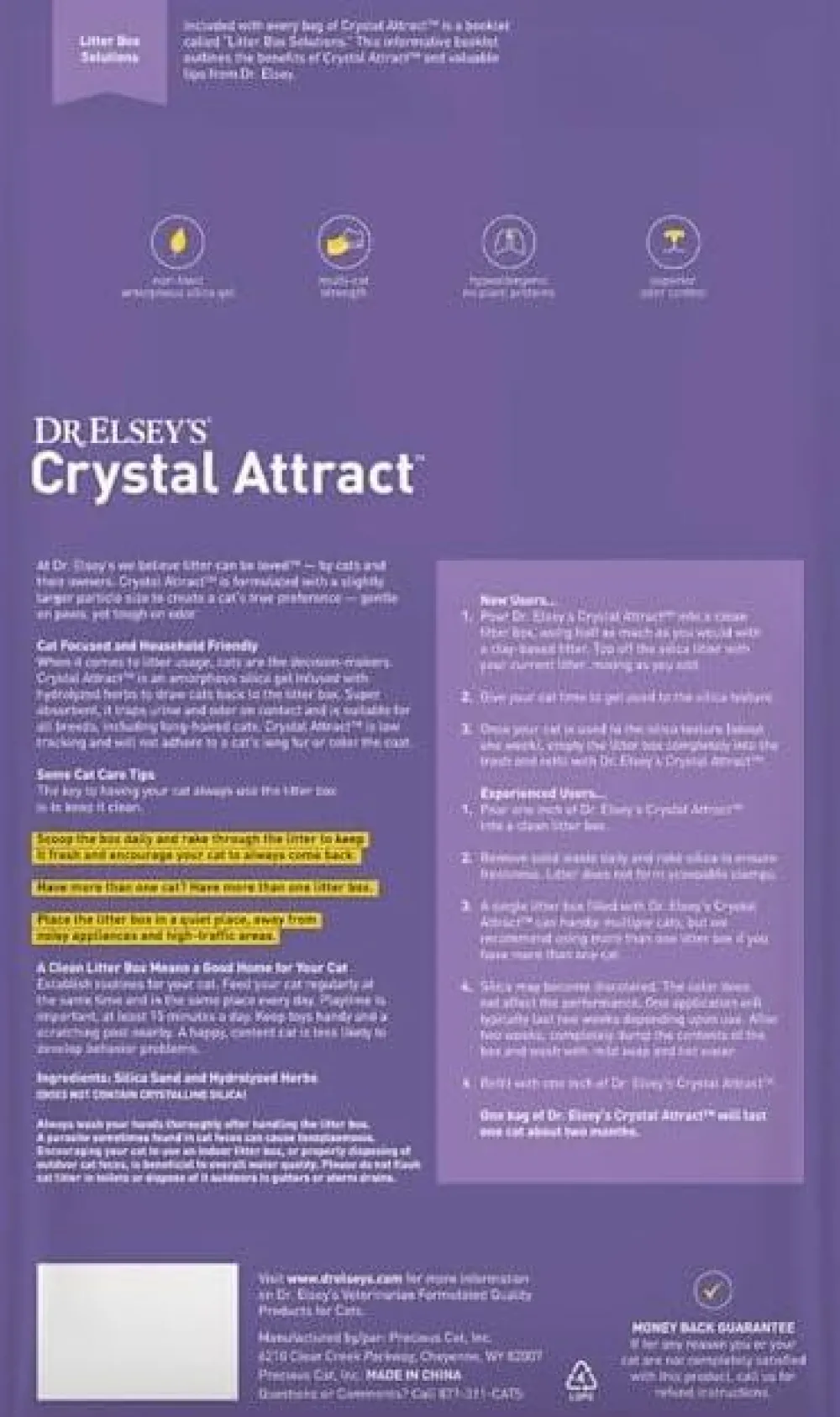 Dr. Elsey's Litter & Accessories | Litter & Accessories^Crystal Attract Silica Cat Litter, 8-lb