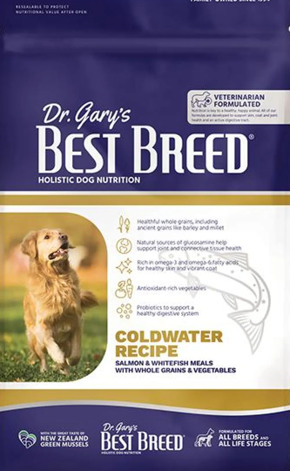 Dr. Gary's Best Breed Dry Food^Coldwater Recipe Dry Dog Food, 4-lb