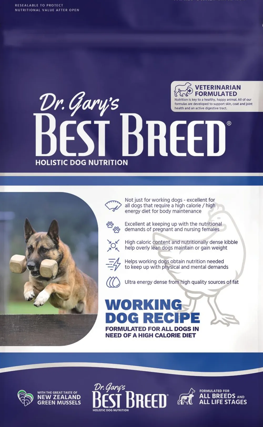 Dr. Gary's Best Breed Dry Food^Working Recipe Dry Dog Food, 28-lb
