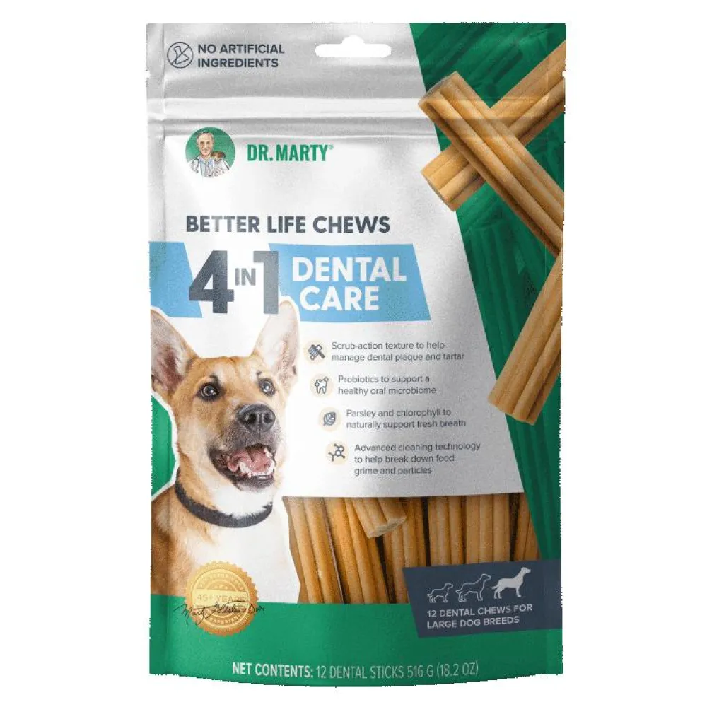 Dr. Marty Dental & Hard Chews^Better Life Chews 4-in-1 Dental Care for Large Breed Dogs, 18.2-oz