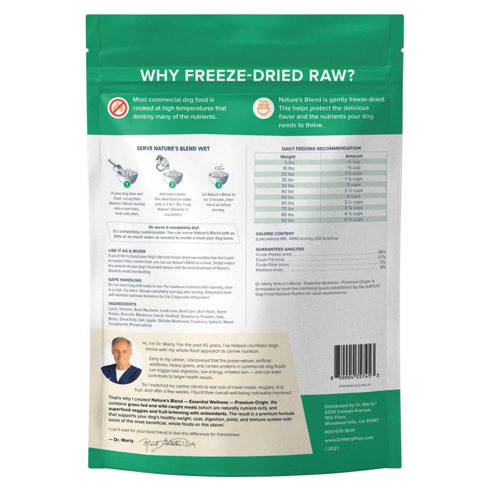 Dr. Marty Freeze-Dried Food^Nature's Blend Essential Wellness Premium Origin Freeze-Dried Dog Food, 16-oz