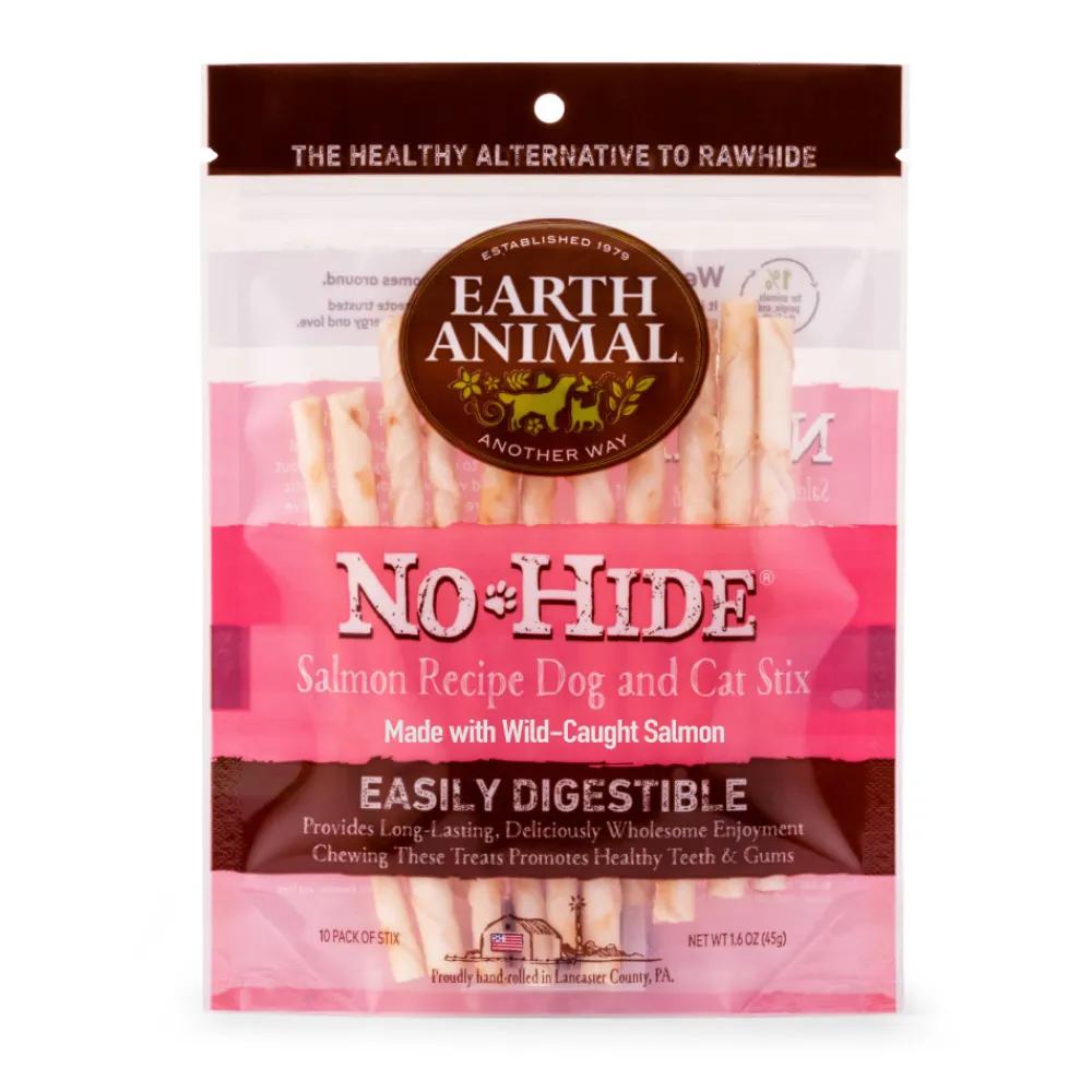 Earth Animal Bully Sticks & Natural Chews^No-Hide Salmon Stix Chew Dog Treat, 10-pk