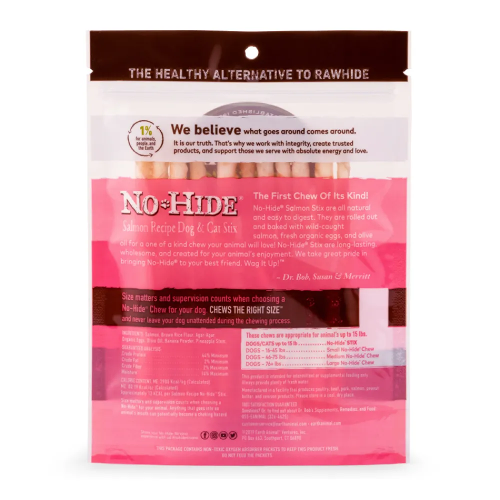 Earth Animal Bully Sticks & Natural Chews^No-Hide Salmon Stix Chew Dog Treat, 10-pk