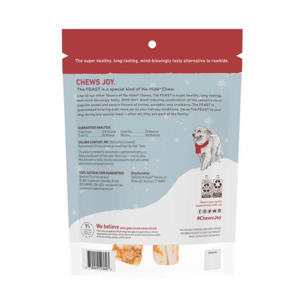 Earth Animal Bully Sticks & Natural Chews^No-Hide The Feast Dog Treat, Small, 2-pack