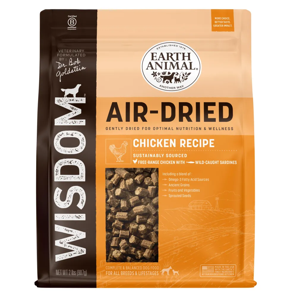 Earth Animal Air-Dried & Dehydrated Food^Wisdom Chicken Air-Dried Dog Food, 2-lb
