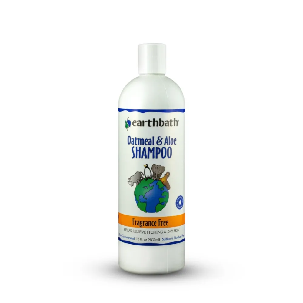 Earthbath Grooming | Grooming^Oatmeal & Aloe Shampoo for Dogs & Cats, Fragrance Free, 16-oz