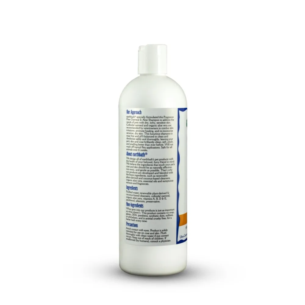 Earthbath Grooming | Grooming^Oatmeal & Aloe Shampoo for Dogs & Cats, Fragrance Free, 16-oz