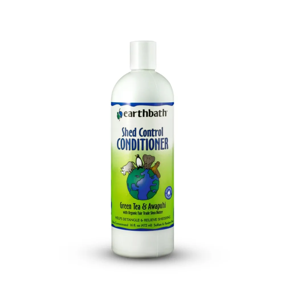 Earthbath Grooming | Grooming^Shed Control Conditioner for Dogs & Cats, Green Tea & Awapuhi, 16-oz