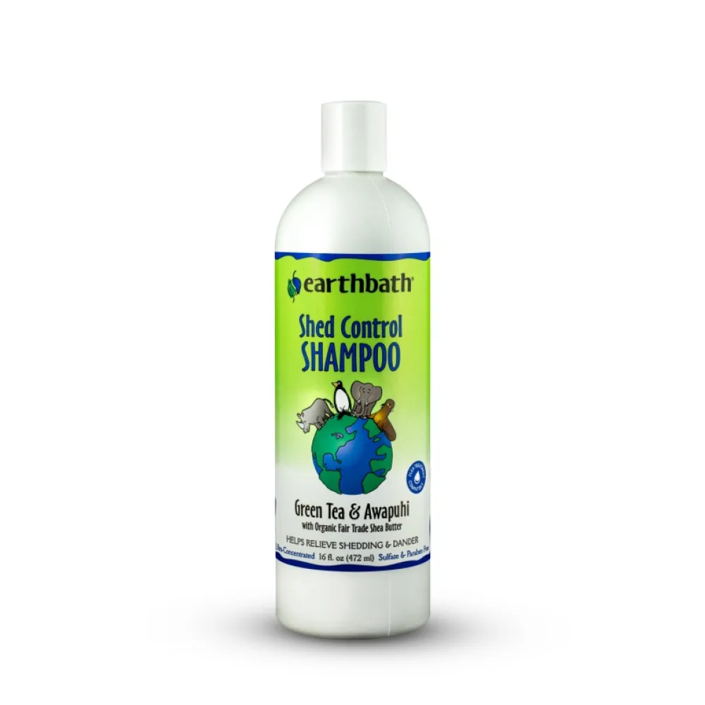 Earthbath Grooming | Grooming^Shed Control Shampoo for Dogs & Cats, Green Tea & Awapuhi, 16-oz