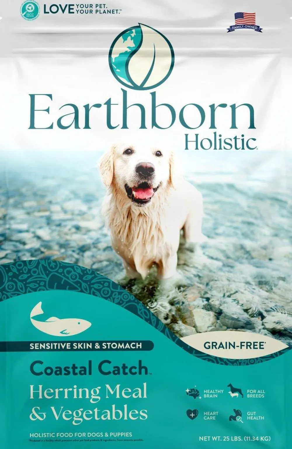 Earthborn Dry Food^Holistic Coastal Catch Herring Meal & Vegetables Grain-Free Dry Dog Food, 4-lb