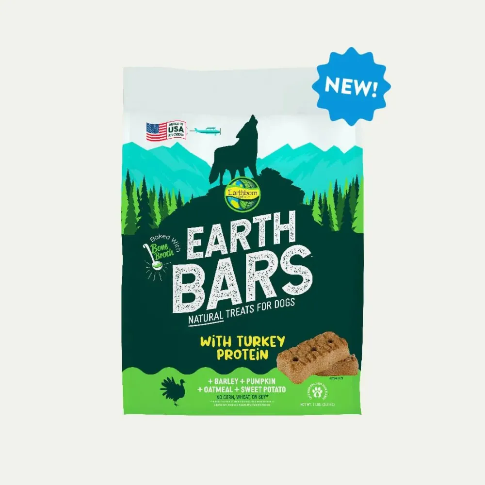 Earthborn Biscuits & Crunchy Treats^Holistic EarthBars with Turkey Protein Dog Treats, Medium, 2-lb