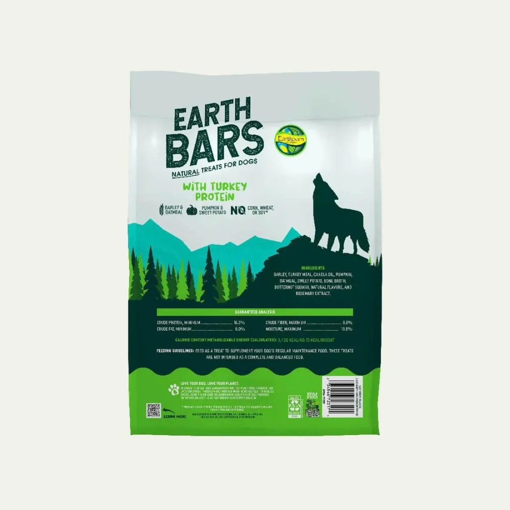 Earthborn Biscuits & Crunchy Treats^Holistic EarthBars with Turkey Protein Dog Treats, Medium, 2-lb
